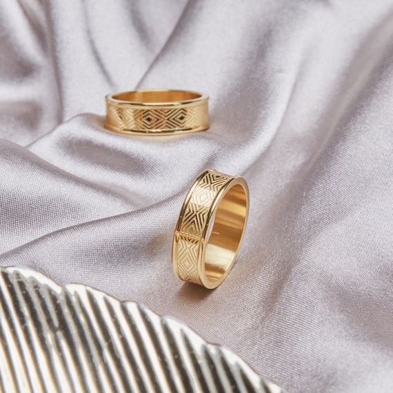 Gold Rings 14k Gold Filled Ring Stacking Ring Boho Rings Wide