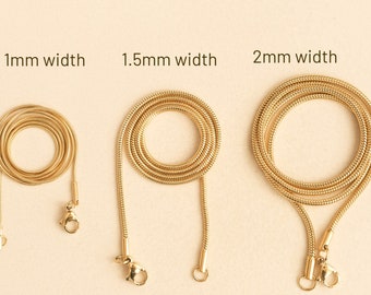 18K Gold 1.5mm Snake Chain Necklace for Women Gold 1mm Snake Chain, thin snake Chain, Thin Herringbone choker, Super Skinny necklace, 2mm