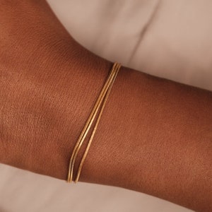 Triple layers Herringbone Bracelet Gold Bracelet, Gold Bracelet, Snake Chain Bracelet, Gold trio Herringbone Chain Bracelet Gift for Her