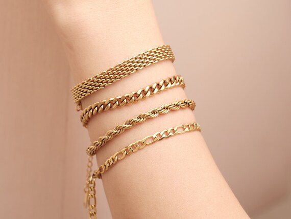 Gold Pearl Chunky Link Chain Bracelet – Dandelion Jewelry