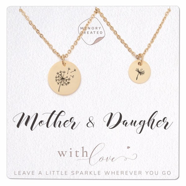 Mother Daughter Dandelion Necklace Set for 2 Mother of 2 Daughters Jewelry Set Mother of 4 mother of 3 mother of 5 mom daughter necklace set