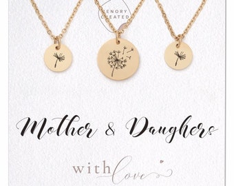 Mother Daughters Necklace Set of 3 Mother of Two Daughters Necklace Mother's day necklace gift for mom daughter, mother of 4, mother of 5