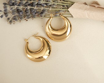 Gold Hollow Hoops, Bubble Hoops, Gold Bubble Earrings, Boho Earring, Gold Hoop Earring, Gold Earring, Waterproof Earring, Statement Earring
