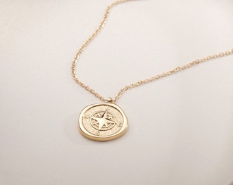Graduation gift, compass necklace, travelers necklace, gold necklace, North star necklace, necklace gifts for women, coordinates necklace