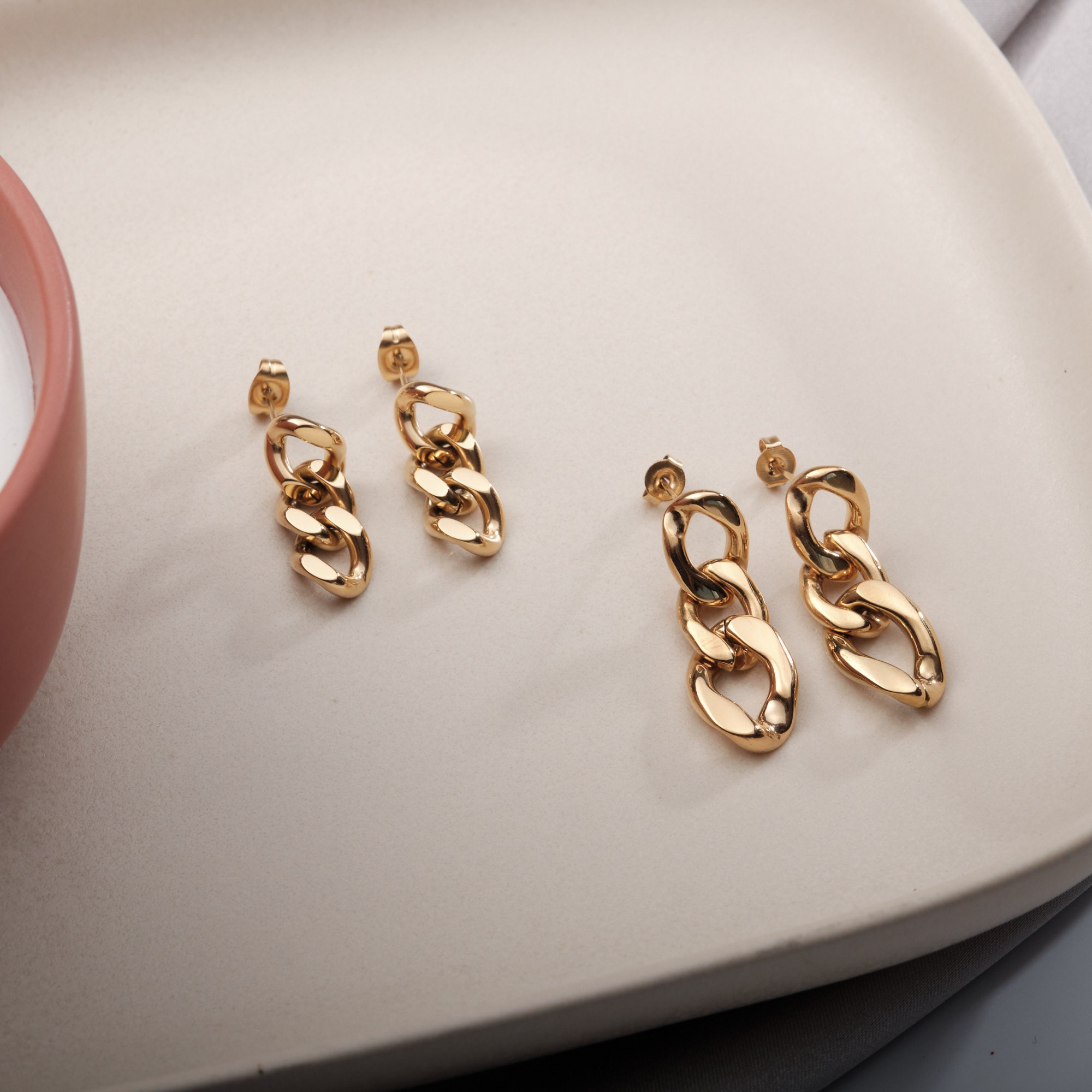 18k Gold Filled Cuban Link Earrings Link Chain Earrings Silver Etsy