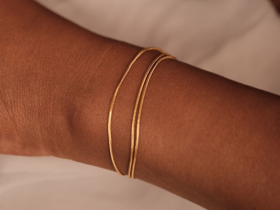 Baby Gold Thin Herringbone Bracelet