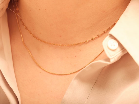 4 Layer Aesthetic Choker Necklace in Gold Chain and Adjustable