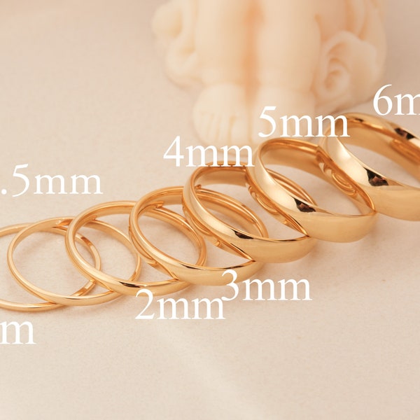 18K Goldbandring, Schlichter Goldring, Ehering Paarring, einfacher Goldring, verschiedene Größe stapelbar Ring, einfache Goldband Paarband
