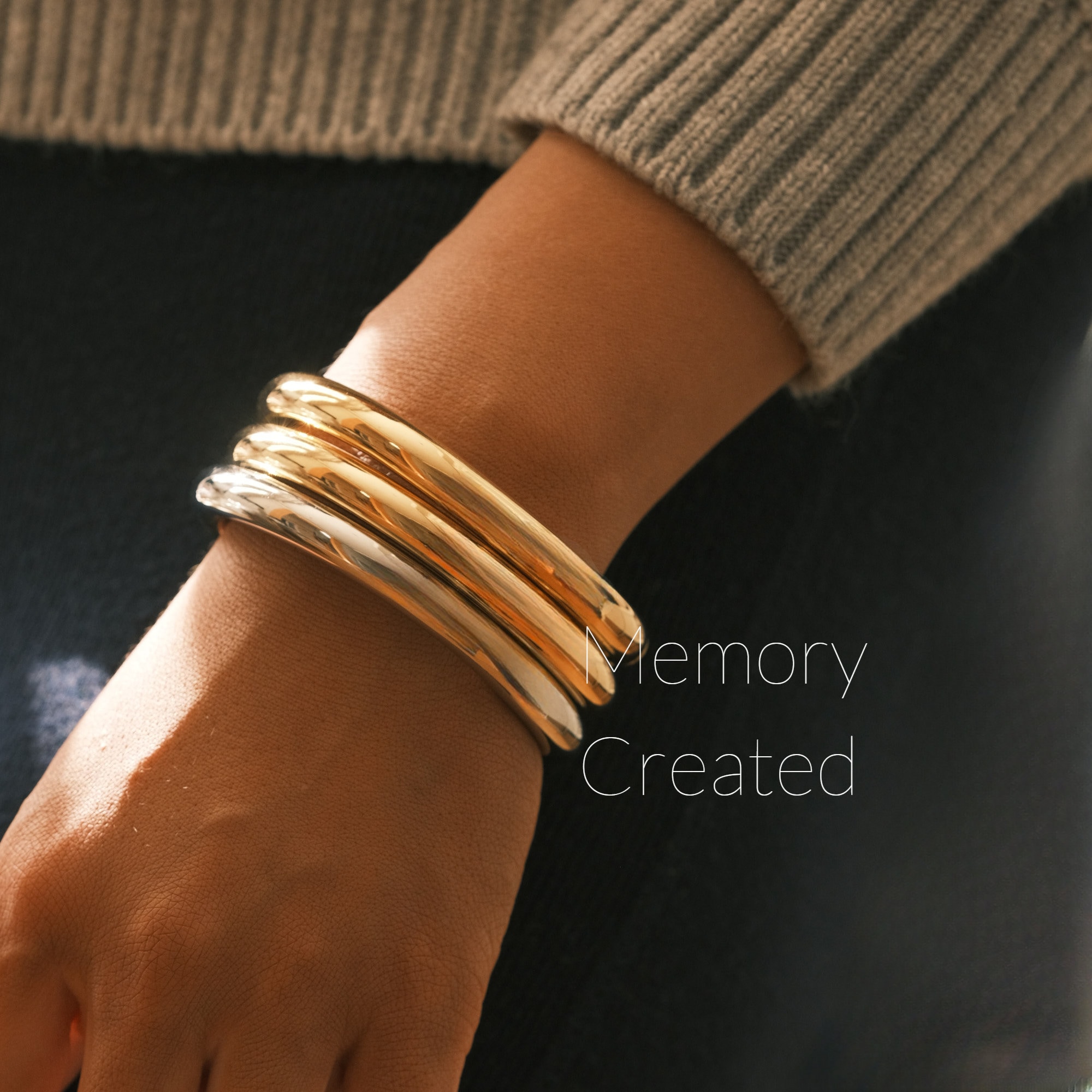 Gold Thick Bangle Silver Thick Bangle Slip on Bangle Hallow