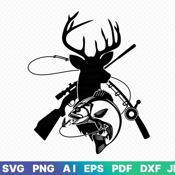 Hunting SVG, Deer Head SVG, Fishing SVG, Hunting Season Svg, Cut File, Cricut, Silhouette, Png,Dxf,Png