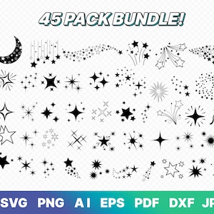 Sparkle, Stars Sparkle Svg Cut Bestanden voor Cricut, Clip Art, Jpg / Png / EPS / PDF / AI / Dxf