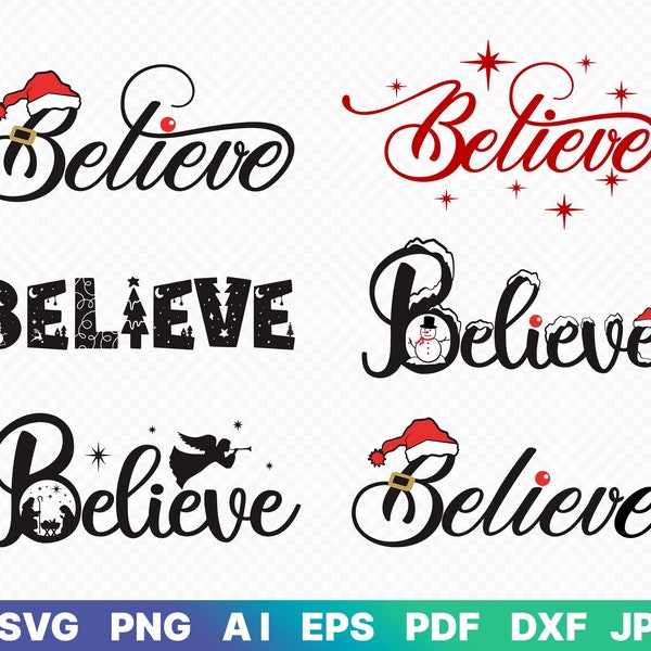 Believe SVG, Christmas Family Shirts SVG, Christmas Sign svg, Winter svg, Christmas , Hand-lettered, Png,Dxf Cut File for Cricut, Silhouette
