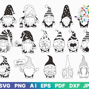 Christmas Gnome Bundle svg,png,pdf Christmas Doodle, Gnomes Merry Christmas svg, Gnomies svg Cut File for cricut