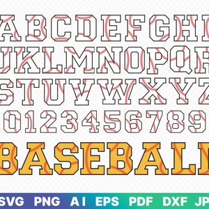 Baseball Font SVG, PNG, College Alphabet Bundle, Softball, Varsity Letters, Silhouette, Digital, Cricut Cut Files for Cricut, Clip Art