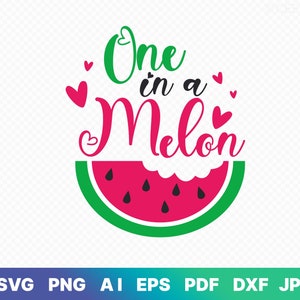 One in a Melon SVG, Watermelon SVG, Summer svg, Vacation Svg, Summer Quote, Funny Quote, Girls Shirt Design, Hand-lettered, Cricut Cut Files