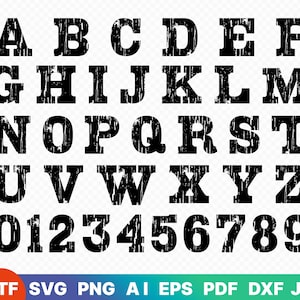 Distressed Sports SVG + TTF , Football,Alphabet, Distressed Varsity, Distressed Numbers , Varsity Alphabet , Grunge Font,png/pdf/ai/eps/dxf