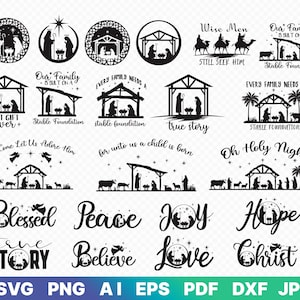 Nativity SVG Bundle,Christmas SVG,Christmas Decoration,Clip art,Vector,Cut File,Cricut,Commercial use Png/Pdf/Dxf/Eps