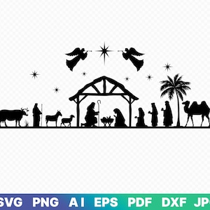 Scena Narodzenia SVG, Narodzenia SVG, Boże Narodzenie SVG, Dekoracja Bożonarodzeniowa, Plik Cięcia, Cricut, Użycie Komercyjne, Png/Pdf/Dxf/Eps