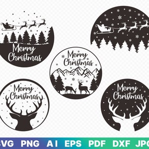 Cena de Natal com Papai Noel SVG,Feliz Natal SVG,Arquivo de corte,Cricut,Uso comercial,Silhueta,Arquivo DXF,Decoração de Natal