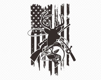 Fishing and Hunting American Flag Svg,Fishing and Hunting American Flag Svg, Fishing svg, Deer Hunting svg, Cut File, Cricut, Silhouette