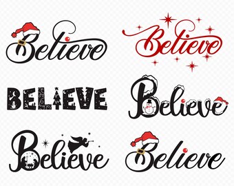 Believe SVG, Christmas Family Shirts SVG, Christmas Sign svg, Winter svg, Christmas , Hand-lettered, Png,Dxf Cut File for Cricut, Silhouette