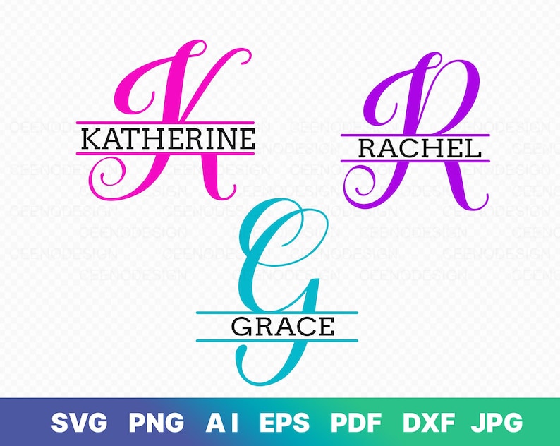 Split Monogram Design Split Monogram Alphabet SVG, DXF, PNG, Split Monogram Frame Alphabet ...