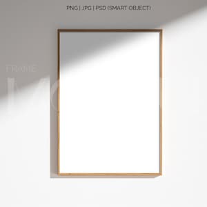 frame mockup light wood A4, frame wallpaper mockup, frame on wooden floor mockup,vertical frame mockup,scandinavian frame mockup PNG JPG PSD