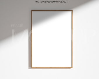 frame mockup light wood A4, frame wallpaper mockup, frame on wooden floor mockup,vertical frame mockup,scandinavian frame mockup PNG JPG PSD