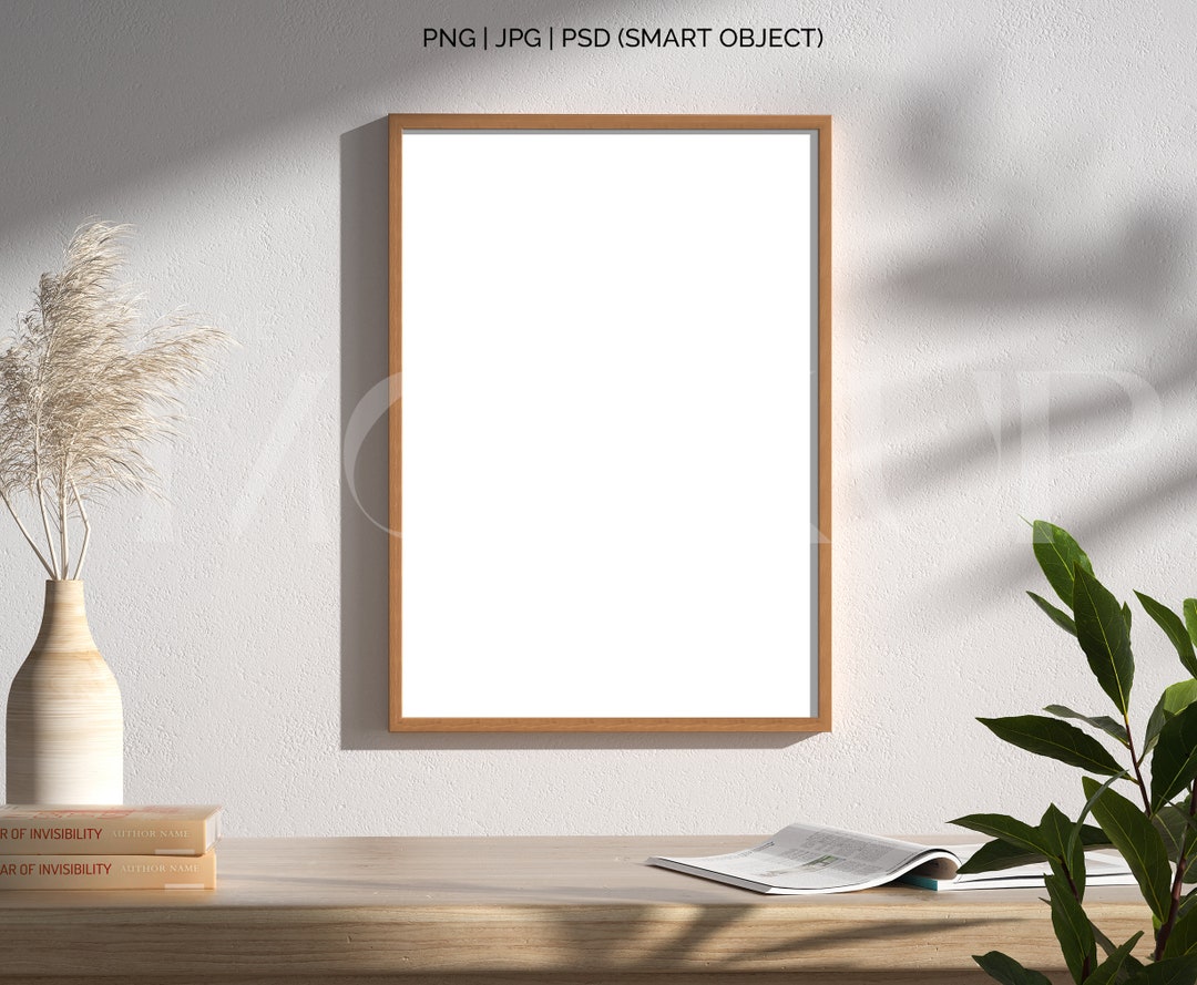 Frame Mockup Light Wood A4, Frame Wallpaper Mockup, Frame on Wooden