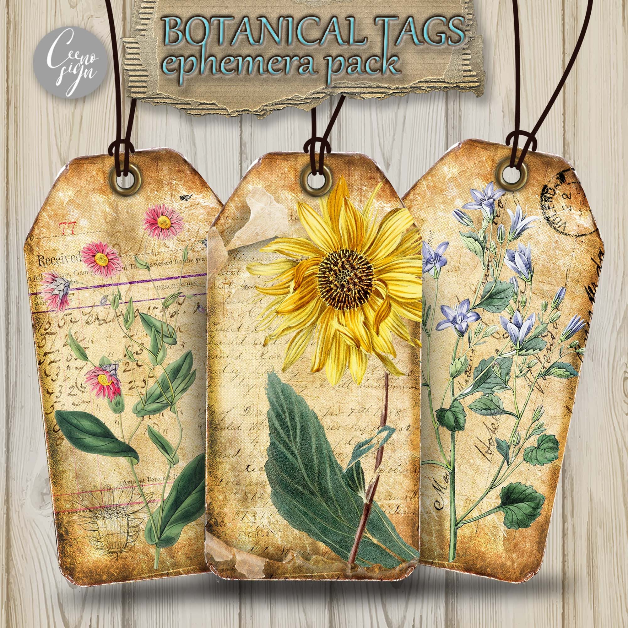 Botanical Tags Printable ,for Junk Journals Digital Download Ephemera ...