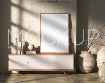 frame mockup light wood A4, frame wallpaper mockup, frame on wooden floor mockup,vertical frame mockup,scandinavian frame mockup PSD,PNG,JPG