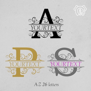 Split Monogram Alphabet SVG, DXF, PNG, Split Monogram Frame Alphabet, Cut File for Cricut, Silhouette, 26 Individual Svg Png Dxf Cut Files