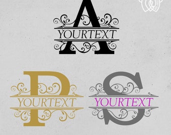 Split Monogram Alphabet SVG, DXF, PNG, Split Monogram Frame Alphabet, Cut File for Cricut, Silhouette, 26 Individual Svg Png Dxf Cut Files