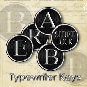 Typewriter Keys Digital, Black ,Clip Art - Commercial Use, 1 inch ,18mm, 16mm, 14.5mm