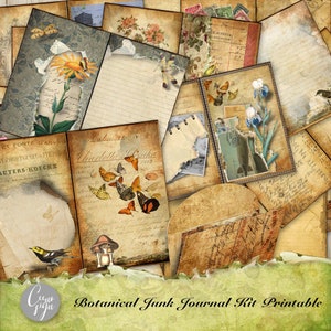 Botanical Junk Journal Kit  Printable instant download for journals ,scrapbook