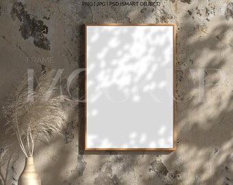 frame mockup light wood A4, frame wallpaper mockup, frame on wooden floor mockup,vertical frame mockup,scandinavian frame mockup PNG JPG PSD