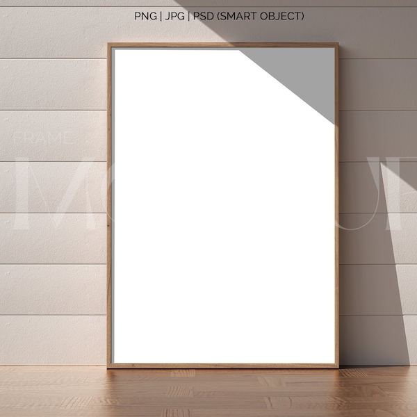 frame mockup light wood A4, frame wallpaper mockup, frame on wooden floor mockup,vertical frame mockup,scandinavian frame mockup PNG JPG PSD