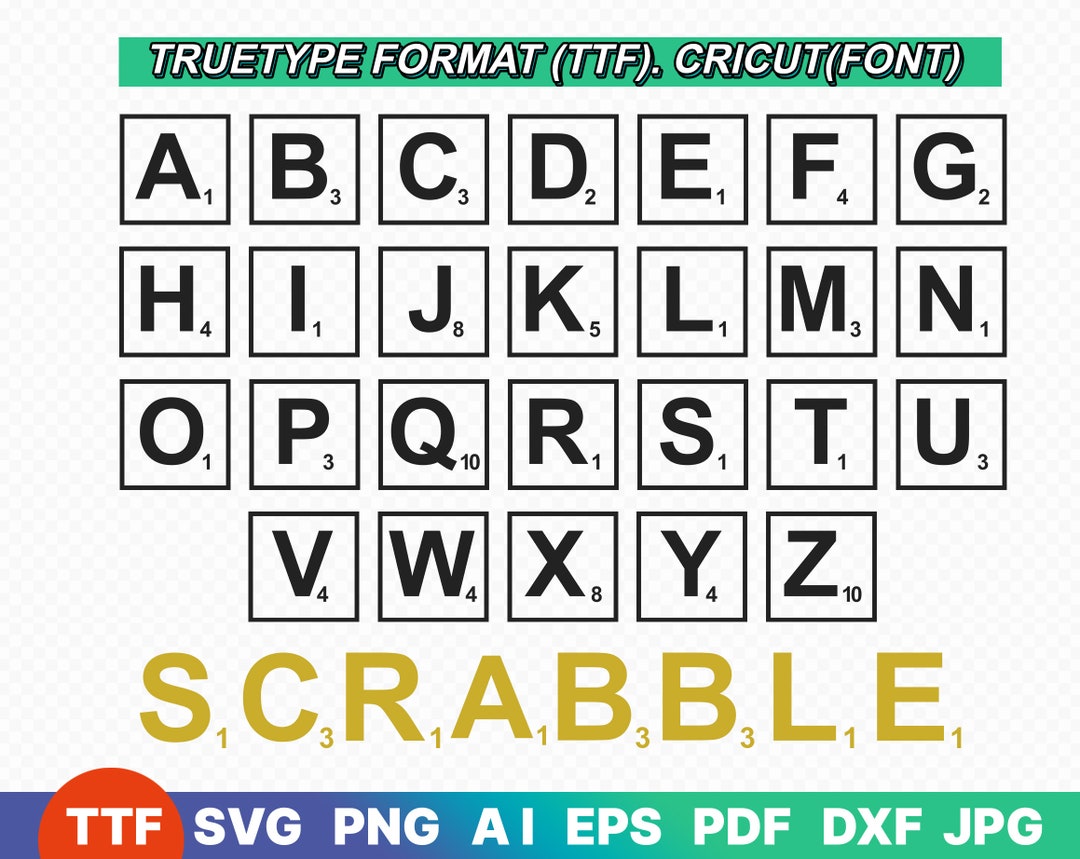 Scrabble Tiles Font, TTF, SVG Files for Cricut, Scrabble Tiles Clipart, Scrabble Letters Svg Etsy