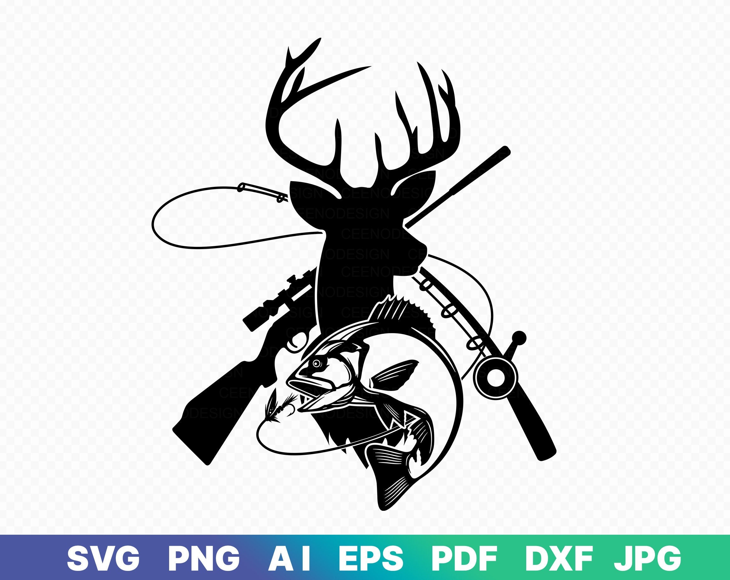 Deer Fishing Decal 