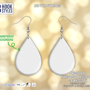 Drop earring mockup, 3-Hook Styles, png mockup, product mockup, earring mockup, easy mockup