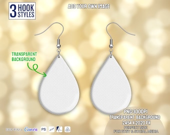 Drop earring mockup, 3-Hook Styles, png mockup, product mockup, earring mockup, easy mockup