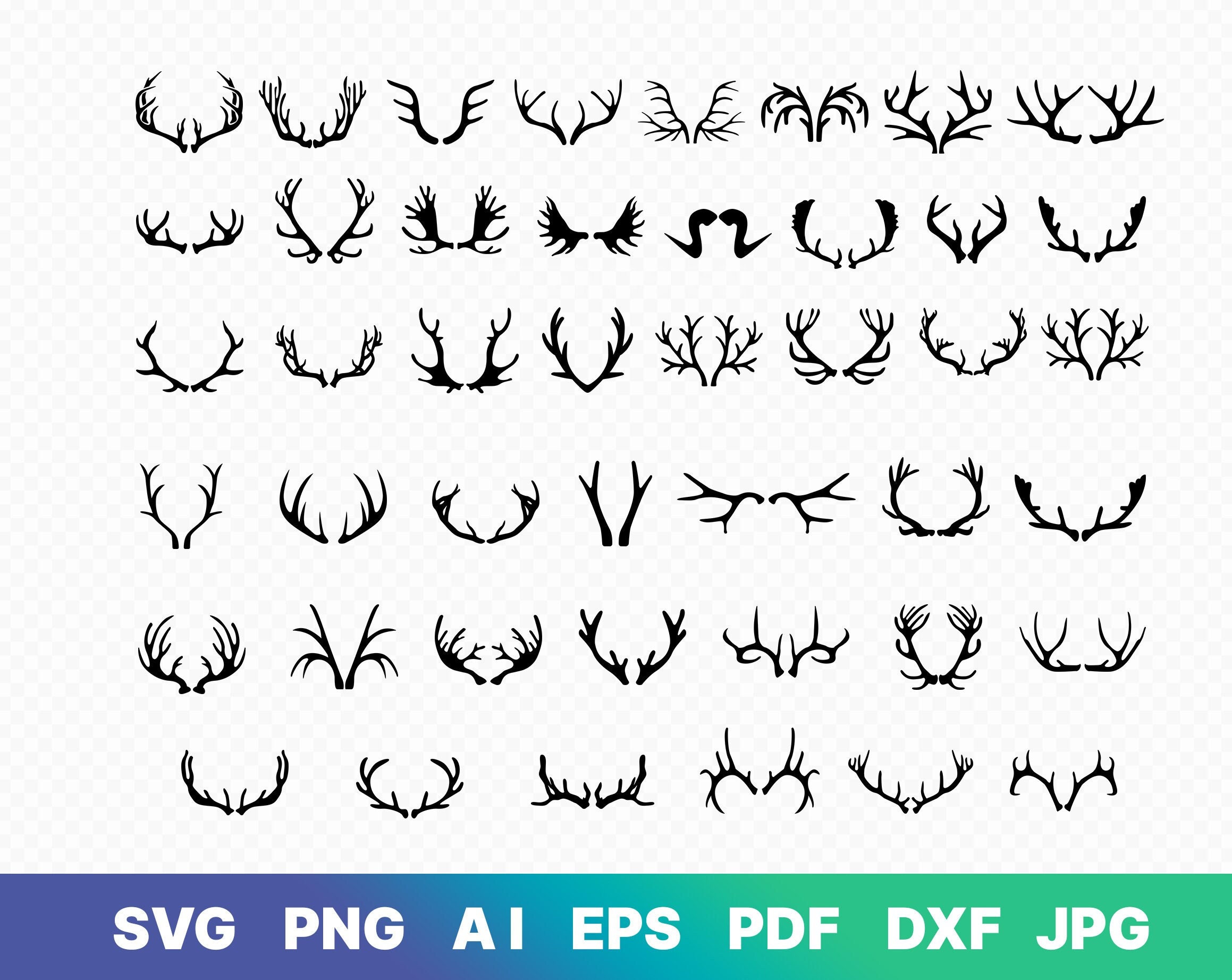 Deer Antlers SVG Deer Antlers Silhouette Clipart Download Deer Antlers Cut  File Deer Antlers Svg Jpg Eps Pdf Png Dxf SC1222 