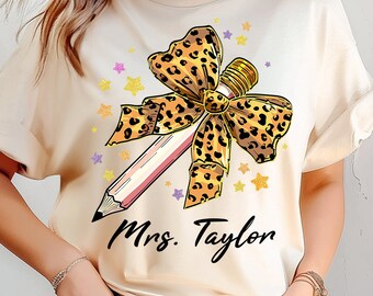 Teacher Coquette Pencil png, Back to school png, Leopard Bow Teacher Png, Retro Teacher png, Teacher Appreciation PNG, Teacher Quotes png