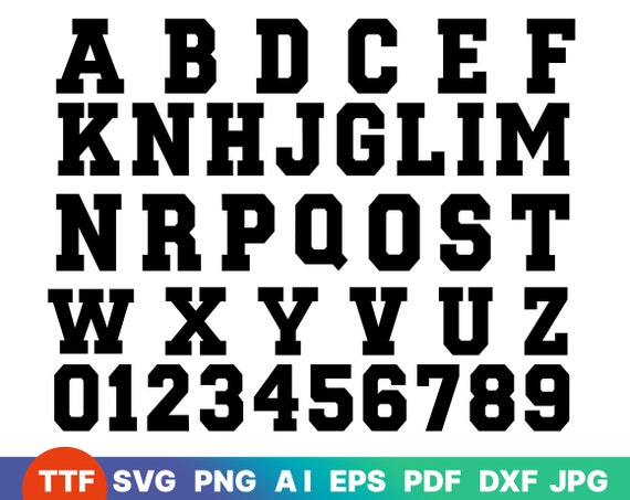 Varsity Font SVG,TTF, Varsity Alphabet, Sports Font, School Font, Digital Download,svg,dxf,png,pdf,ai,eps