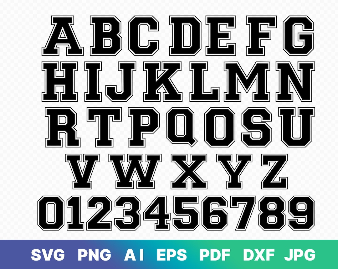 Varsity Font Svg, Block Font Svg, College Font, University Font ...