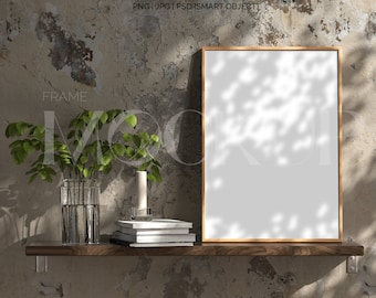 frame mockup light wood A4, frame wallpaper mockup, frame on wooden floor mockup,vertical frame mockup,scandinavian frame mockup PNG JPG PSD