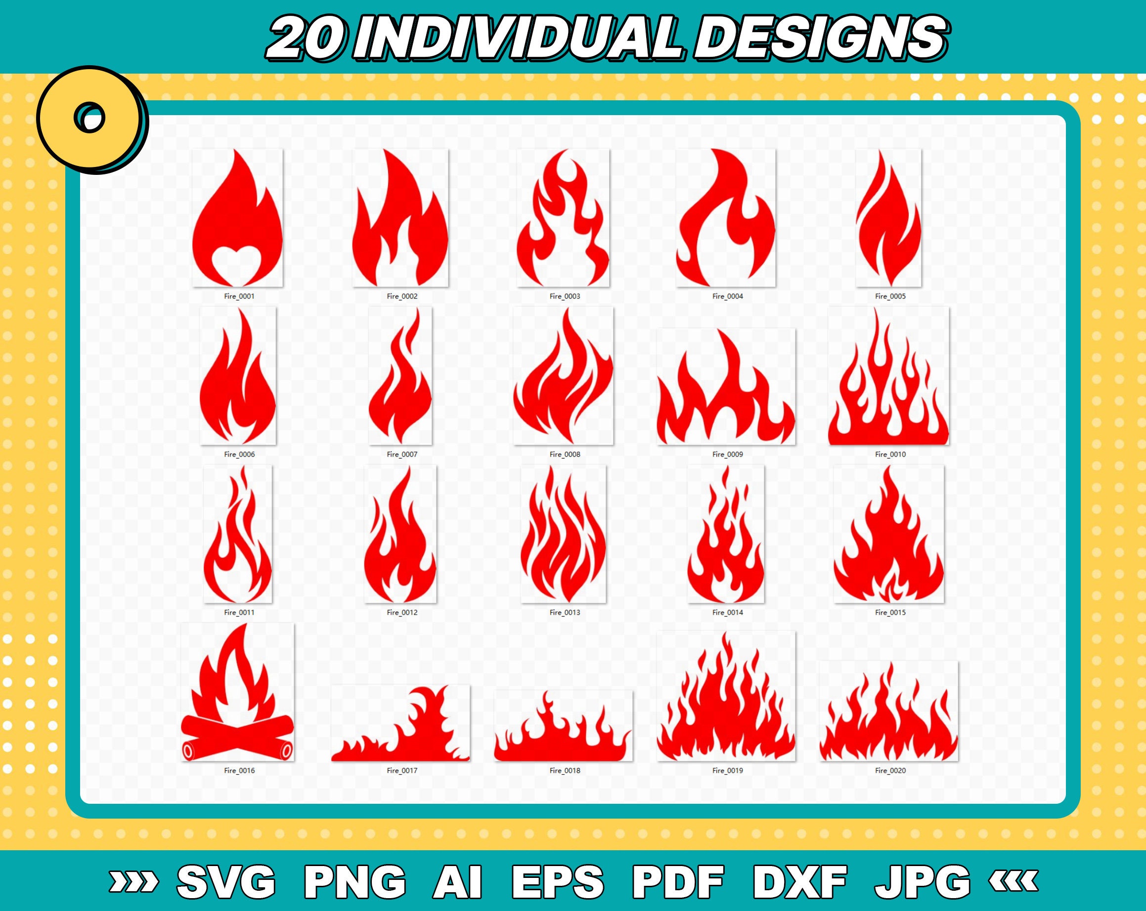 Flames Pdf Fire SVG BUNDLE, Fire Clipart ,flames Cricut Files , Cut Files , Flames ...