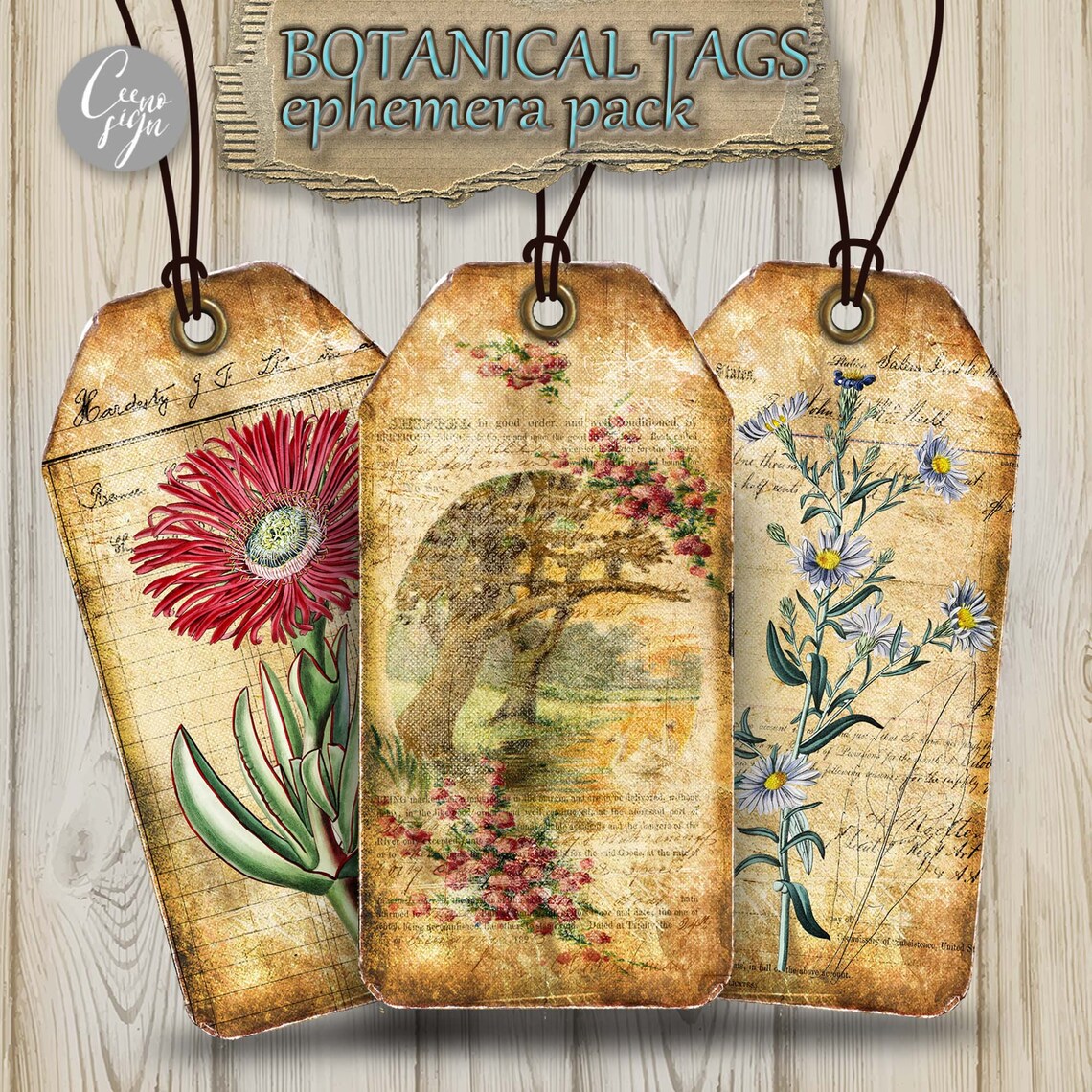 Botanical Tags Printable ,for Junk Journals Digital Download Ephemera ...