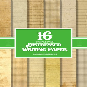 Distressed Writing Paper, notebook digitaal papier grunge junk journal pagina's afdrukbare scrapbooking instant download