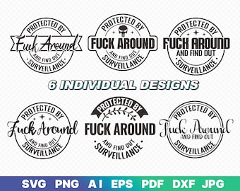 Protected by Fuck Around and find out Surveillance Svg Png, Punisher Skull svg, 2nd amendment svg, Gun svg, Silhouette, Cut File for Cricut